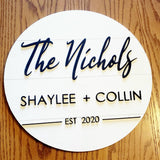 15" Personalized Name Sign | Door Hanger | Wedding Gift | Housewarming | Laser