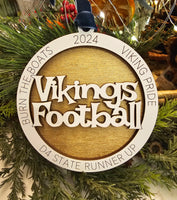 Vikings Football Ornament | D4 State Finals | Niles Michigan | Christmas | Car Charm