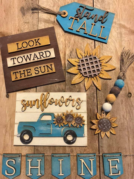 DIY Sunflower Tiered Tray | Craft Kit | Fall Tray | Mini Signs
