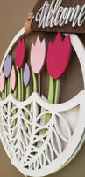 Tulip Basket Door Hanger | 3D Flowers | Door Hanger | Spring Decor | Laser