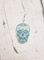 Sugar Skull Earrings | Acrylic Jewelry | Laser Engraved