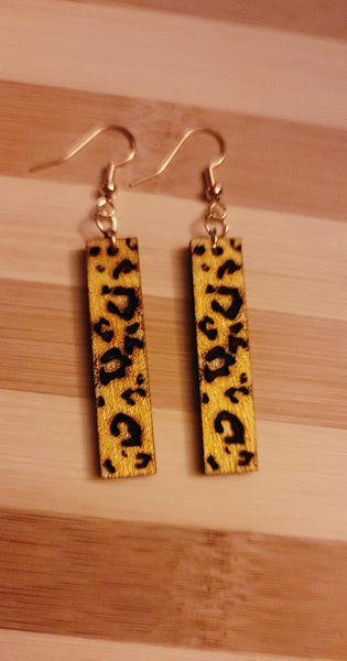Leopard Print Earrings | Metallic Gold | Laser Cuy | Engraved