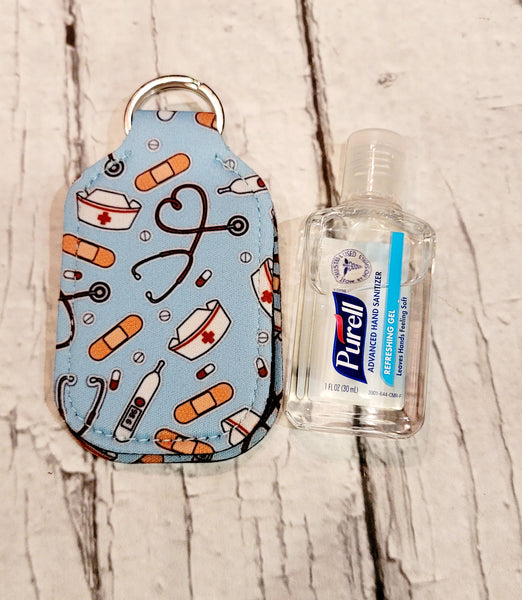 PU Neoprene Snakeskin Hand Sanitizer Holder/Keychain Holder. - Can Attach  to Keys / Purses / Bags / Backpacks Etc. - Hand Sanitizer Not Included** -  Holds 1fl. oz Bottle - Outside Material