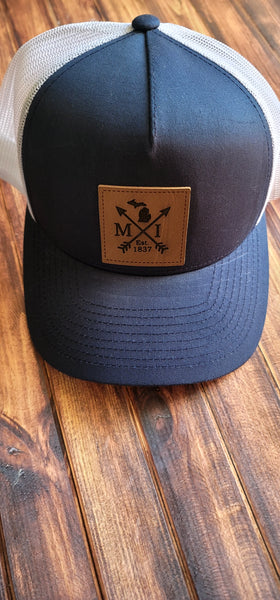 Michigan Trucker Hat | Leather Patch | Mitten State |