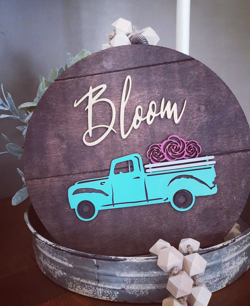 Shiplap Sign | Bloom | Old Truck | Spring Decor | Laser Cut | Farmhouse